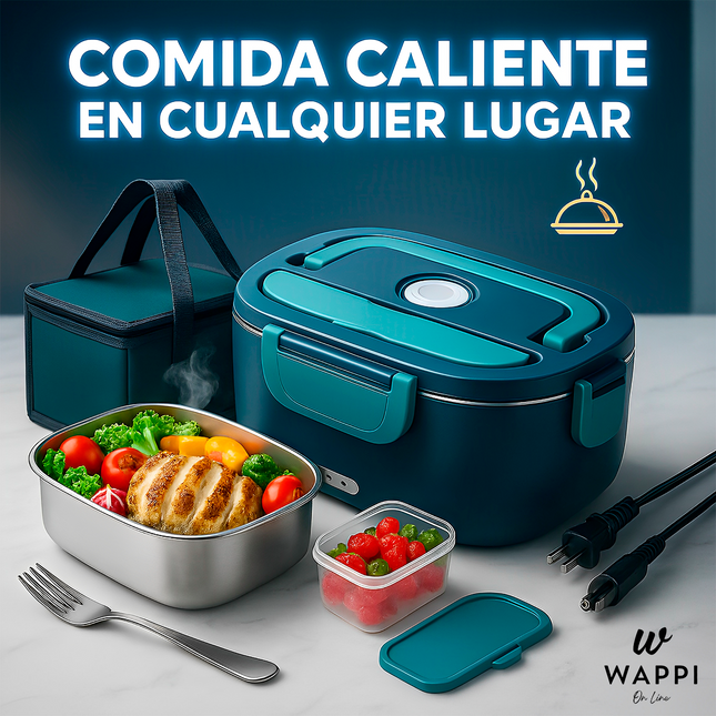 🔥Lonchera Eléctrica Portátil Acero Inoxidable 2L | 12V-220V - Calienta tu comida en cualquier lugar 🚗🍱