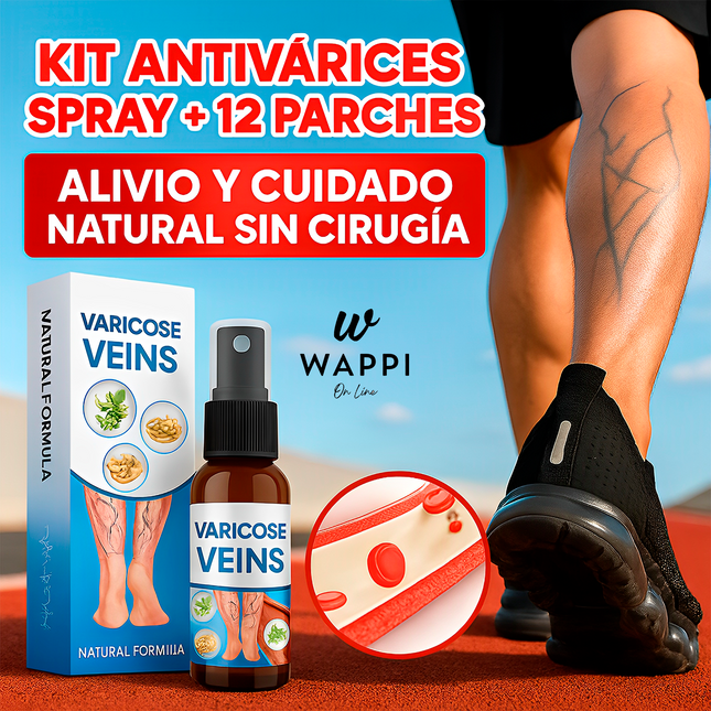 🦵💜Kit Antivarices Spray + 12 Parches regalo | Tratamiento No Invasivo, un Alivio para tus varices