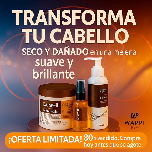 ✨Combo Karseell: Shampoo + Botox + Aceite de Argan - Reparación Profunda y Brillo Profesional
