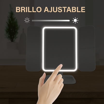 Espejo LED Triplegable Recargable para Maquillaje