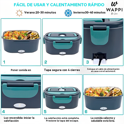 🔥Lonchera Eléctrica Portátil Acero Inoxidable 2L | 12V-220V - Calienta tu comida en cualquier lugar 🚗🍱