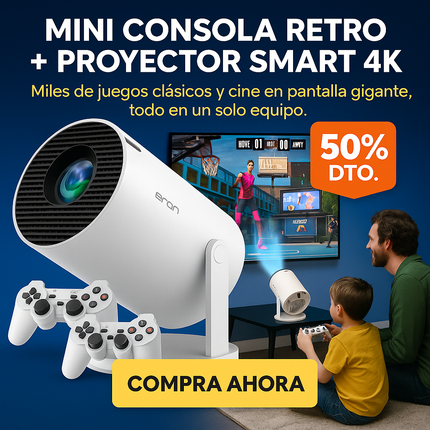 Mini Consola Retro + Proyector Smart 4K