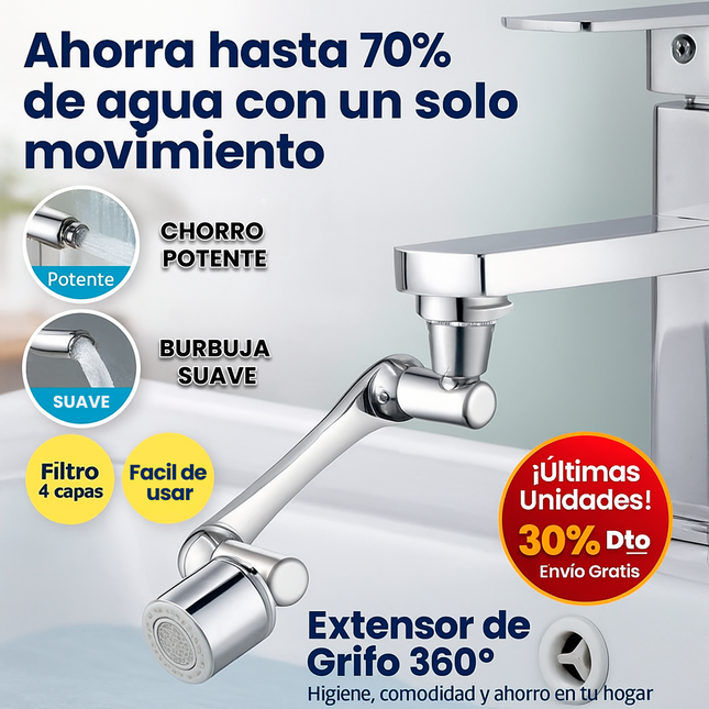 💧Extensor de Grifo 360° – Agua sin esfuerzo, ahorro y comodidad total