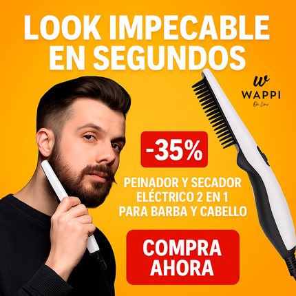 Peinador y Secador Eléctrico 2 en 1 para Barba y Cabello – Look Impecable en Segundos