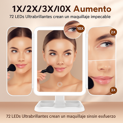 Espejo LED Triplegable de Maquillaje – Luz Profesional en tu Tocador