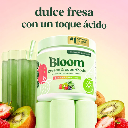 Bloom Greens & Superfoods – Jugo Verde Digestivo Diario (Kiwi Fresa)