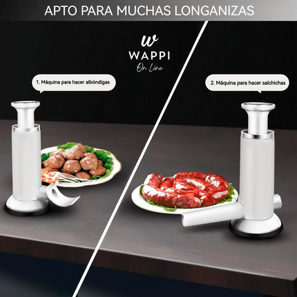 🌭👩‍🍳👌Embutidora Manual 2 en 1 para Longanizas y Albóndigas – Cocina fácil, saludable y divertida
