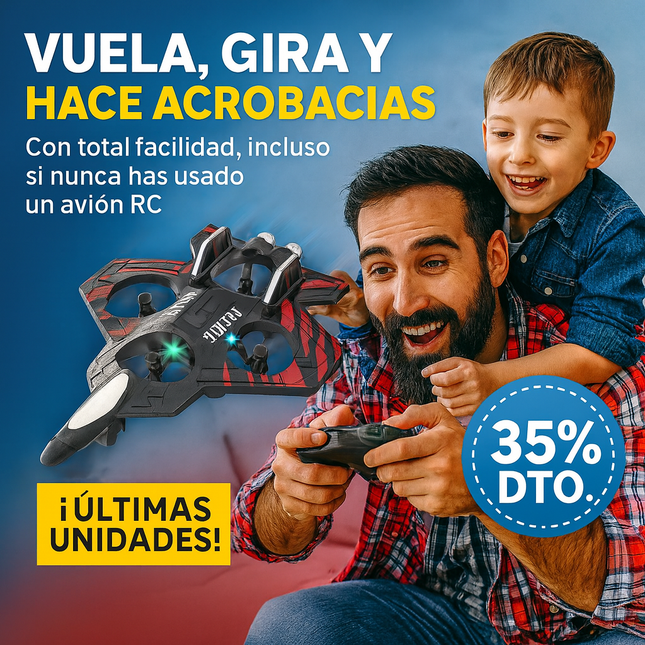 Avión Drone RC para Niños con Luces LED - Vuela, gira y acrobatea con total facilidad, incluso si nunca has usado un avión RC.