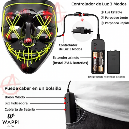 Mascara LED La Purga – Brilla y sorprende en Halloween🎃👻