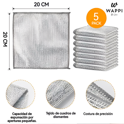 ✨Paños Metálicos X5 – Limpieza Potente y Sin Rayas