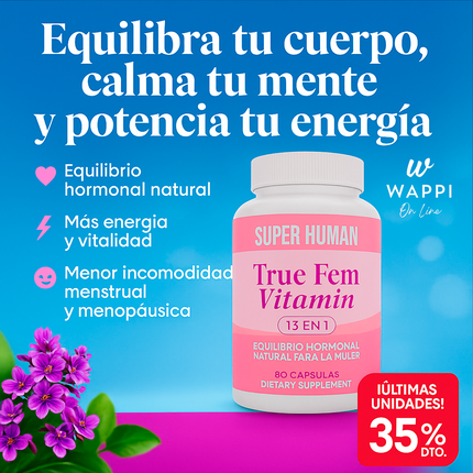 True Fem Vitamin | Multivitamínico 13 en 1 para el Equilibrio Femenino