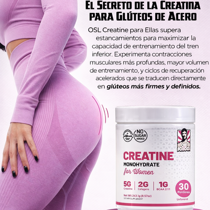 Creatina Femenina 3-en-1 para Fuerza, Tonificación y Recuperación