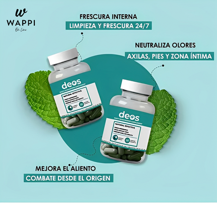 DEOS – Desodorante Interno Natural (30 cápsulas) - Neutraliza los olores de tu cuerpo desde adentro