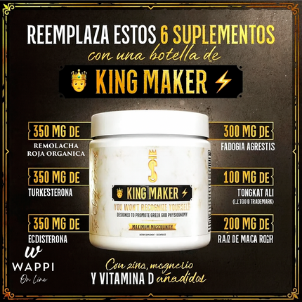 ⚡King Maker – Suplemento Anabólico 13 en 1 para Energía, Fuerza y Recuperación