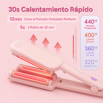 Rizador y Alisador de Cabello 2 en 1 con Turmalina Cerámica – Cabello Perfecto en Minutos