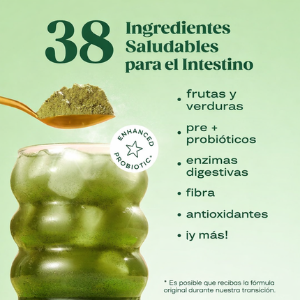 Bloom Greens & Superfoods – Jugo Verde Digestivo Diario (Kiwi Fresa)
