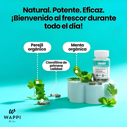 DEOS – Desodorante Interno Natural (30 cápsulas) - Neutraliza los olores de tu cuerpo desde adentro