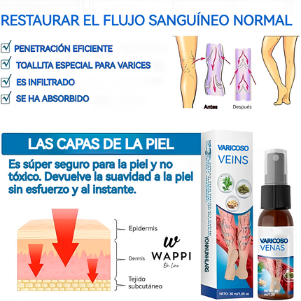 🦵💜Kit Antivarices Spray + 12 Parches regalo | Tratamiento No Invasivo, un Alivio para tus varices