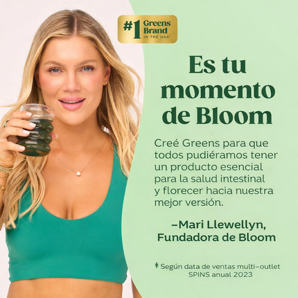 Bloom Greens & Superfoods – Jugo Verde Digestivo Diario (Kiwi Fresa)