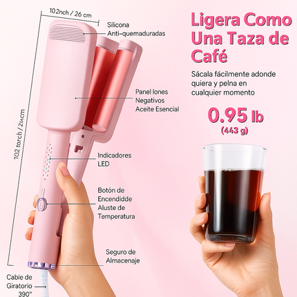 Rizador y Alisador de Cabello 2 en 1 con Turmalina Cerámica – Cabello Perfecto en Minutos