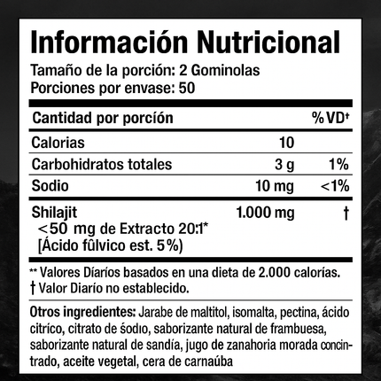 Shilajit Gomitas – Energía Natural para tu Día