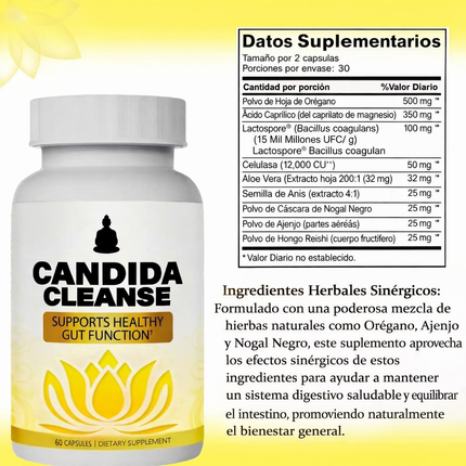 Candida Cleanse – Detox Intestinal Natural - Recupera el equilibrio de tu intestino de forma natural y diaria.