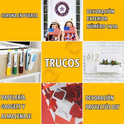 Cinta Nano Doble Cara Ultra Resistente 2x1 - Pega, fija y organiza sin clavos, sin taladros y sin dañar tus paredes.