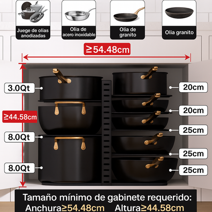 Organizador Expandible de Ollas y Sartenes – 8 Niveles Ajustables