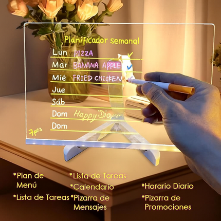 Pizarra LED Acrílica con Efecto Neón LumiBoard™