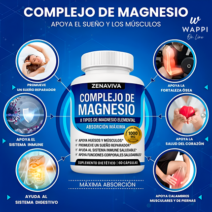 Complejo de Magnesio 8 Elementos Vegano – Energía, Sueño y Bienestar Total
