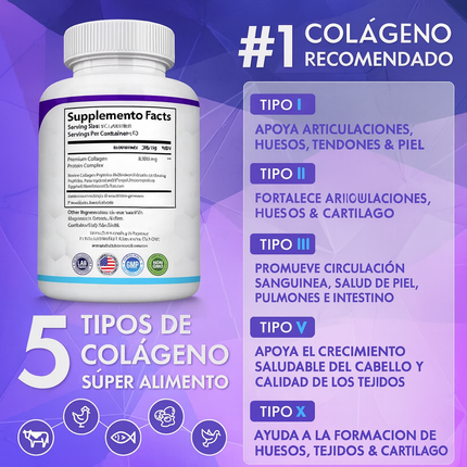 Colágeno Multitipo Hidrolizado 1800 mg – Piel, Cabello y Articulaciones