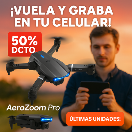 AeroZoom Pro™ – Drone Plegable WIFI FPV 720P - Para Volar y Grabar Fácil