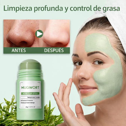 Mascarilla Antiacné de Artemisa en Barra - Limpia tus poros, controla la grasa y cuida tu piel… sin ensuciarte las manos.