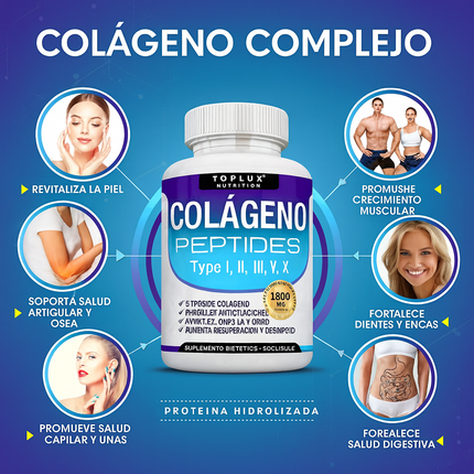 Colágeno Multitipo Hidrolizado 1800 mg – Piel, Cabello y Articulaciones