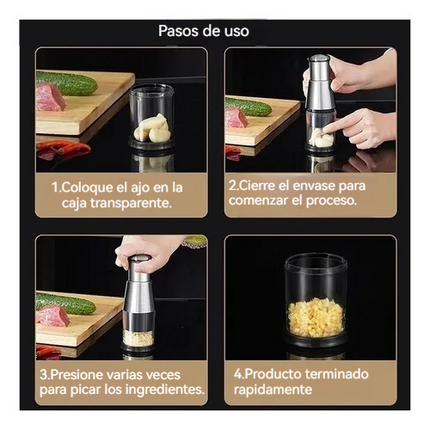 🔪Picadora Manual de Acero Inoxidable  – Tritura sin esfuerzo y sin enchufes 👩‍🍳🧄