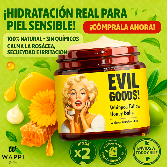 ✨🍯Crema Facial Natural Evil Goods con Sebo y Miel – Skincare orgánico libre de tóxicos 🌿