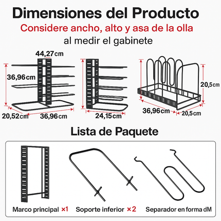 Organizador Expandible de Ollas y Sartenes – 8 Niveles Ajustables