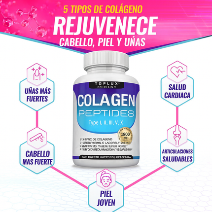 Colágeno Multitipo Hidrolizado 1800 mg – Piel, Cabello y Articulaciones