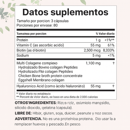 Multi Collagen Complex 5 en 1 – Belleza y Bienestar Desde el Interior - Nutre tu piel, cabello, uñas y articulaciones desde adentro