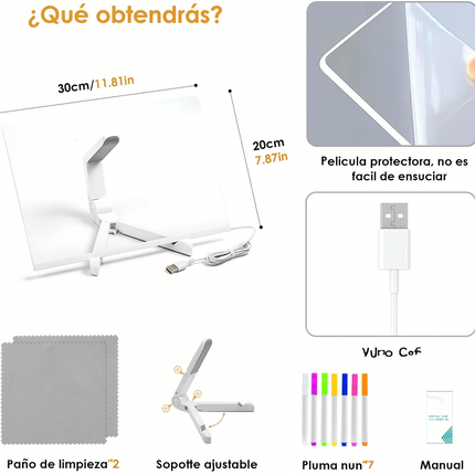 Pizarra LED Acrílica con Efecto Neón LumiBoard™