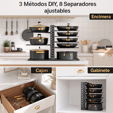 Organizador Expandible de Ollas y Sartenes – 8 Niveles Ajustables