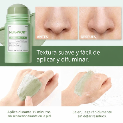 Mascarilla Antiacné de Artemisa en Barra - Limpia tus poros, controla la grasa y cuida tu piel… sin ensuciarte las manos.