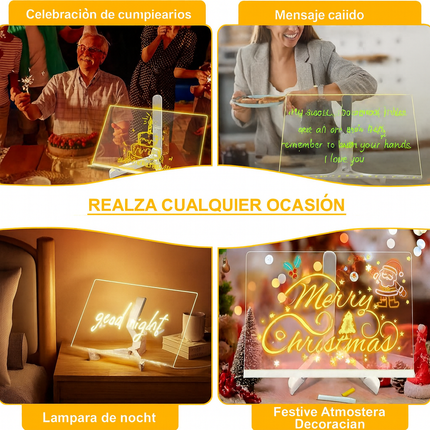Pizarra LED Acrílica con Efecto Neón LumiBoard™