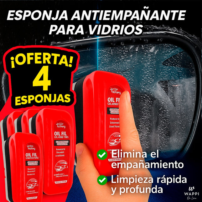 🧽Pack 4- Esponja Limpiadora Antiempañante para Vidrios 2 en 1 - Limpieza profesional en casa