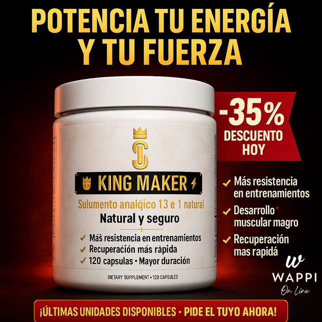 ⚡King Maker – Suplemento Anabólico 13 en 1 para Energía, Fuerza y Recuperación