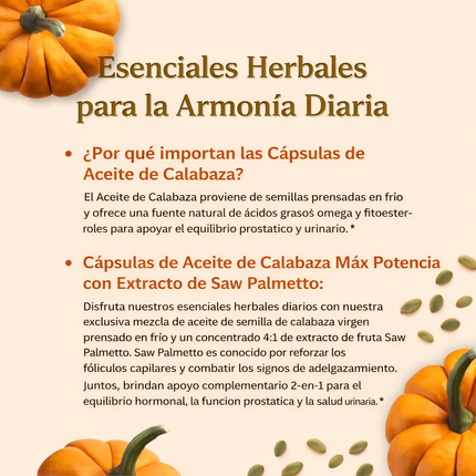 Aceite de Semilla de Calabaza + Saw Palmetto 2 en 1