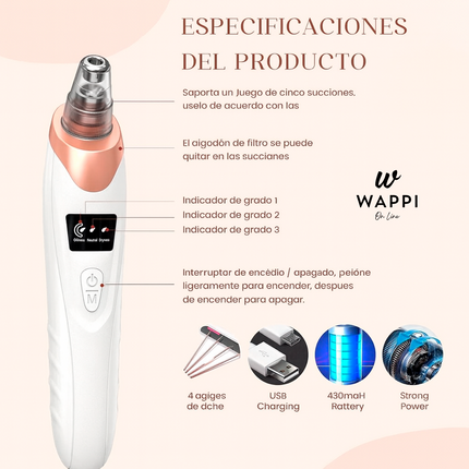 Limpiador de Puntos Negros Recargable USB– Piel Limpia, Suave y Sin Marcas Desde Casa