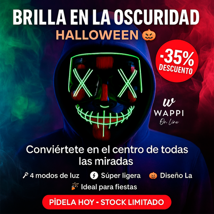 Mascara LED La Purga – Brilla y sorprende en Halloween🎃👻