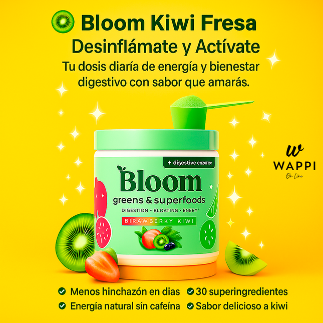 🥝🍓Bloom Greens Kiwi Fresa – Salud Digestiva y Energía⚡