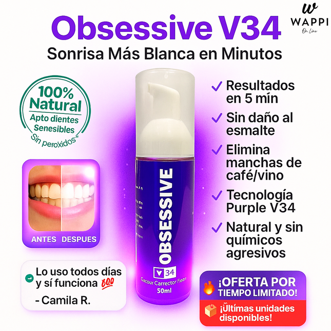 🦷Pasta Dental Obsessive –  Dientes Más Blancos Sin Esfuerzo 💜🧪
